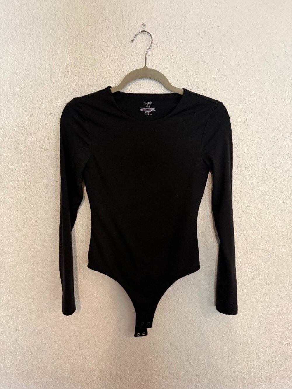 nuuds Long Sleeve Crewneck Bodysuit Black Small